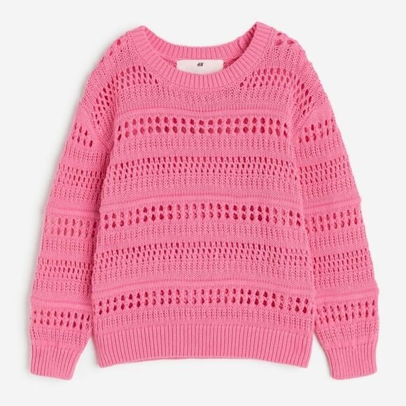 Girls Bright Pink Crochet Sweater Size 3/4t NEW with Tags - Picture 1 of 4